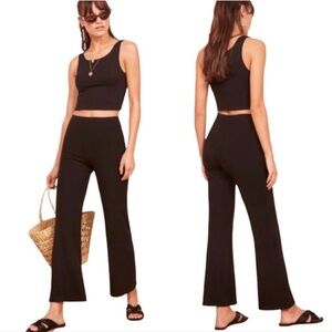 REFORMATION Whitney Pant NEW Size M Black Ribbed Knit